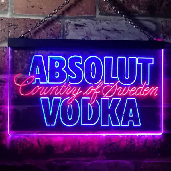 Absolut Vodka Country Of Sweden Dual LED Neon Light Sign